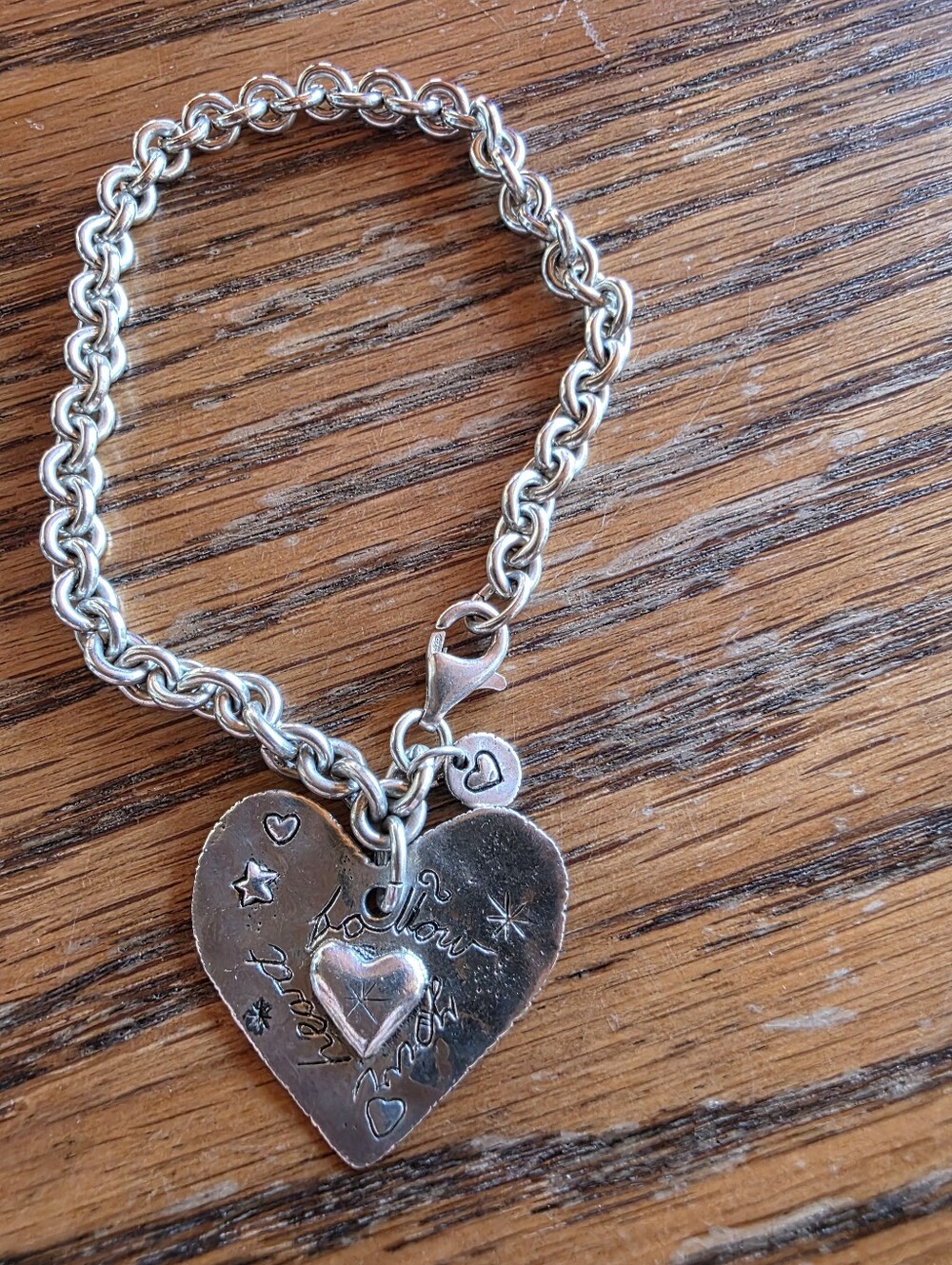 Sterling Silver "Follow Your Heart "Charm Bracelet -